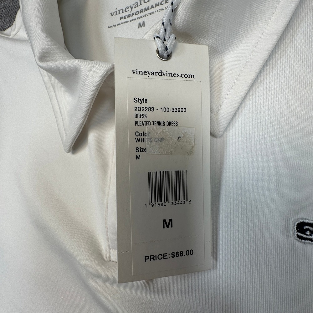 Vineyard Vines Pleated Tennis Dress Womens M White Stretch Pickleball NEW READ - Picture 7 of 13